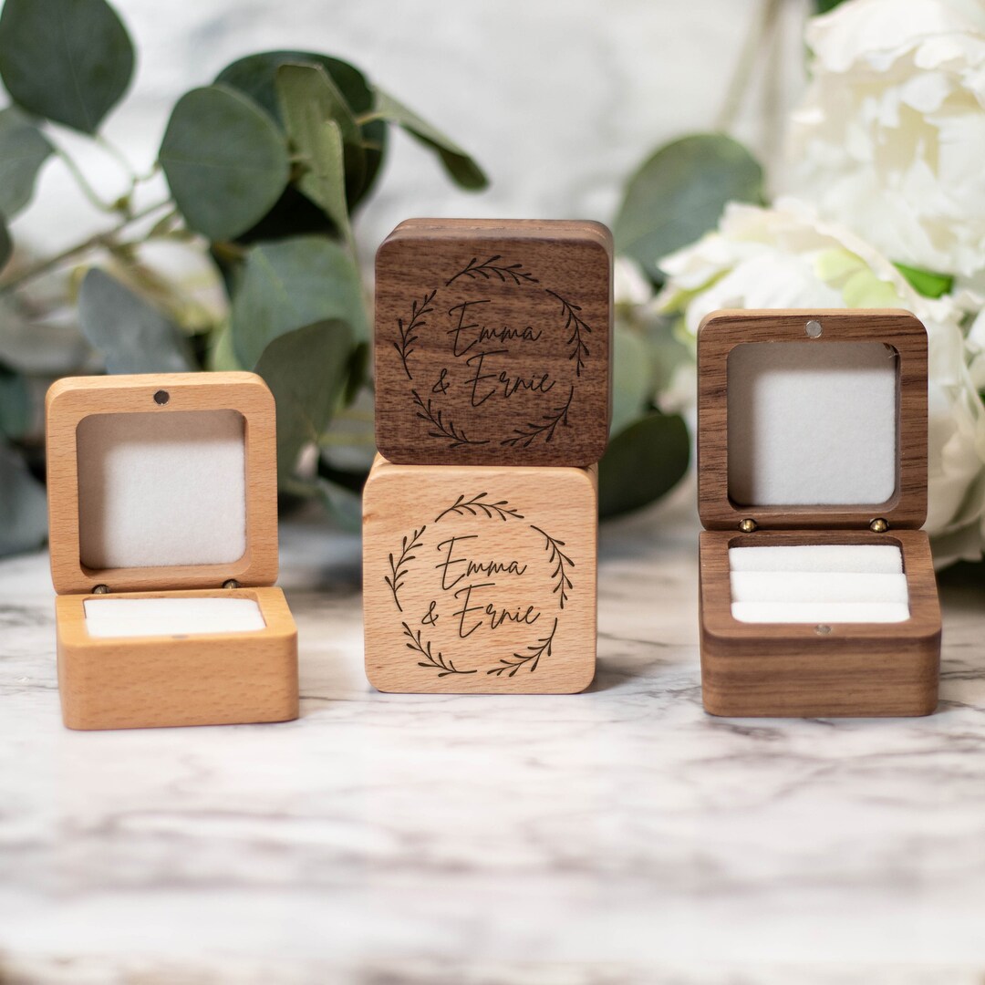Jewelry Pouches Personalized Wedding Ring Box Wood Double Bearer Unique Holder P Jewelry Pouches Personalized Wedding Ring Box Wood Double Bearer Unique Holder P